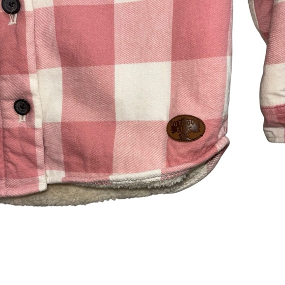 Outdoor Kid's Girl's L Large Shacket Button Down Flannel Shirt Sherpa Lined - Picture 3 of 6